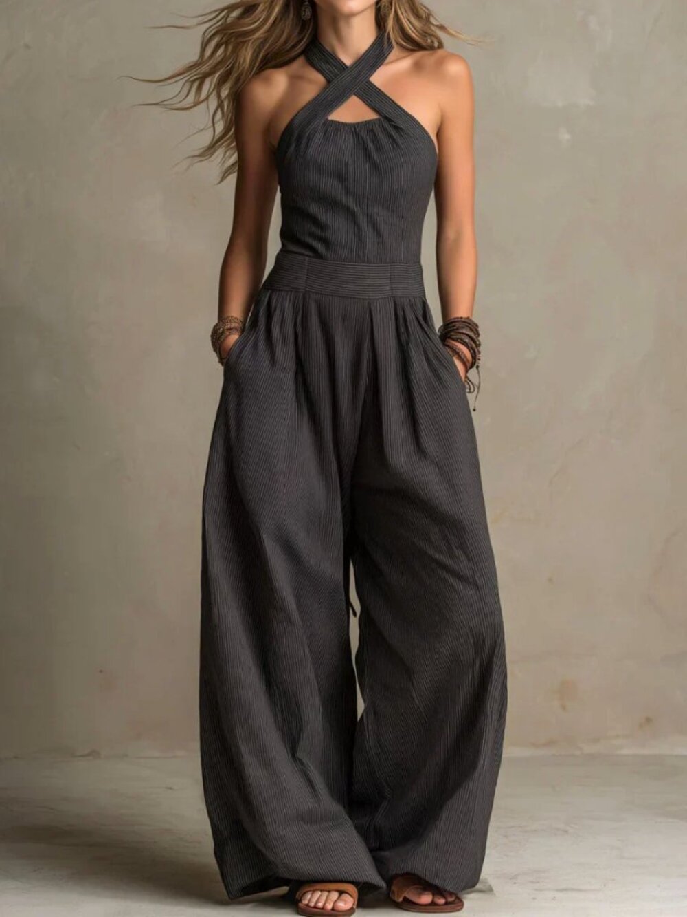 Halter (cross-halter) Jumpsuit | House of Willa (Sienna)